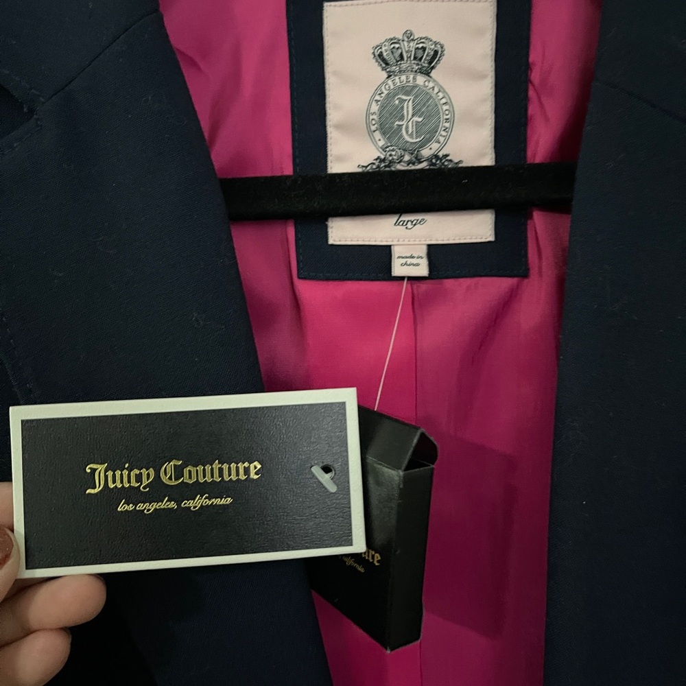 Juicy Couture Navy Blazer with Pink Interior - Picture 4 of 4